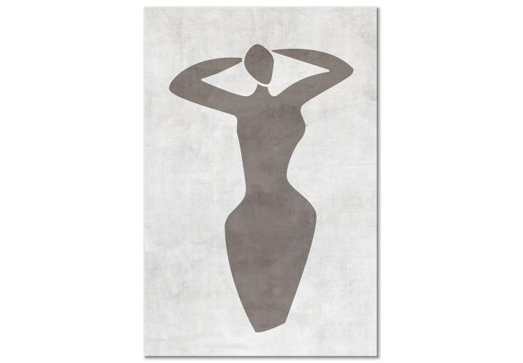 Leinwandbild Frau mit angehobenen Händen - schwarzweiße Boho-Stil-Grafik