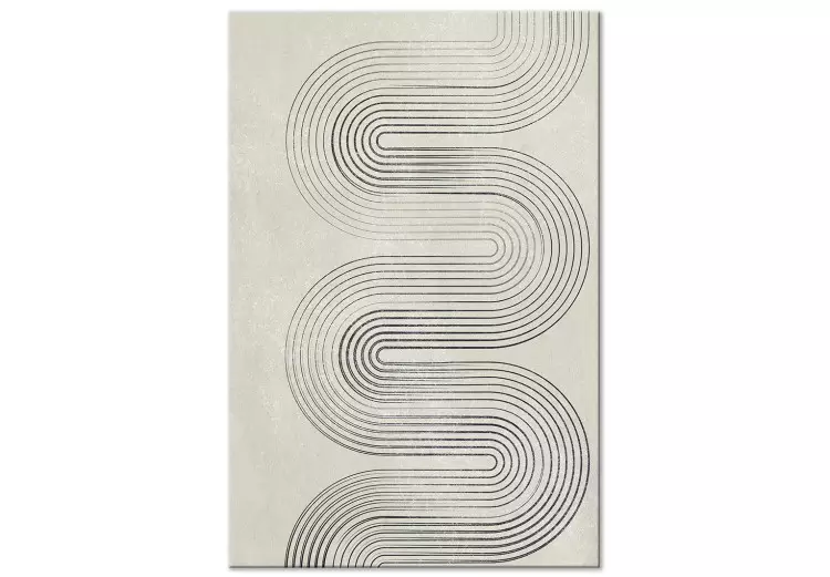 Symmetrische, schwarze Welle - Abstraktion in Grautönen, Japandi-Stil