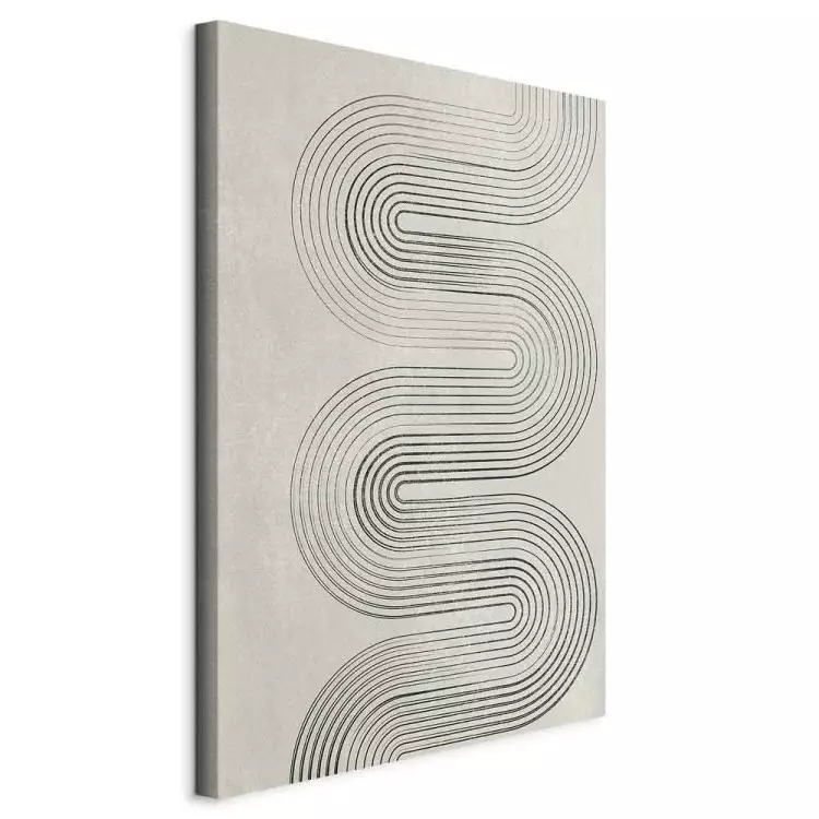 Symmetrische, schwarze Welle - Abstraktion in Grautönen, Japandi-Stil
