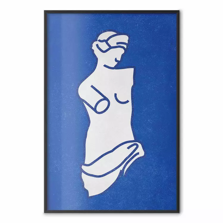 Blaue Göttin - Zeichnung auf blauem Hintergrund