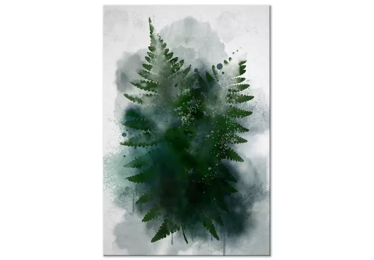 Farn im Nebel - Blätter in einer kühlen Nebelwolke, grün und grau