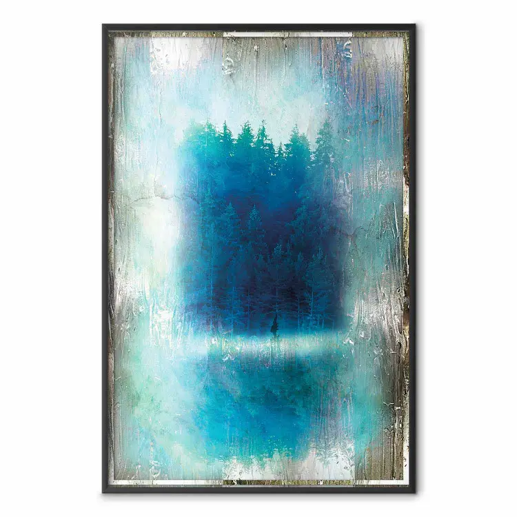 Blaues Paradies - Abstrakte Waldkomposition in blauer Textur
