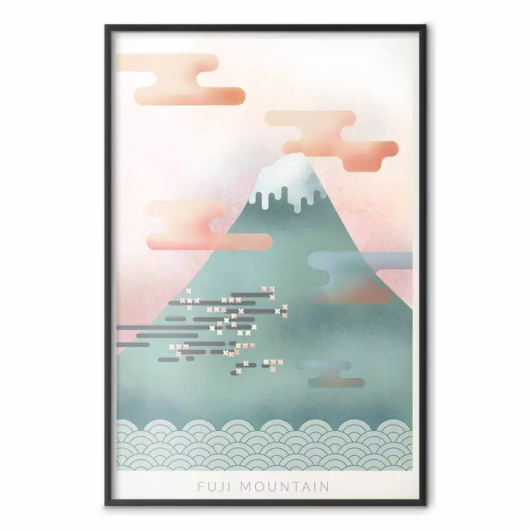 Fuji-Berg - Abstrakte Pastellbergkomposition vor Himmelhintergrund