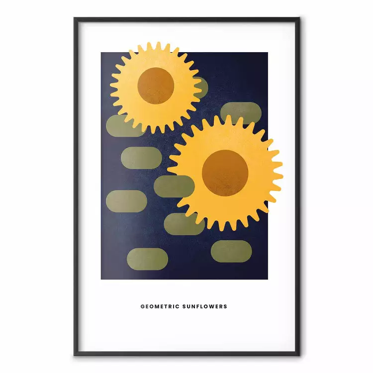 Geometrische Sonnenblumen - Gelbe Blumen auf dunklem Hintergrund