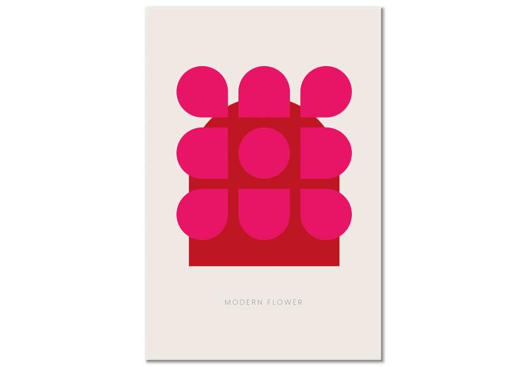 Leinwandbild Geometrische, rosa Blume - abstraktes floristisches Motiv mit Text