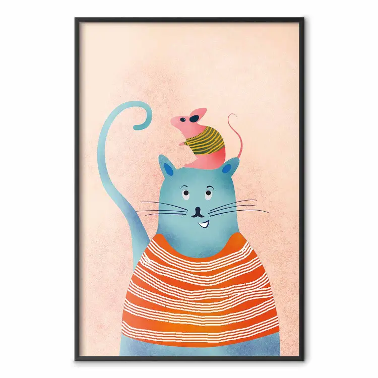 Gute Freunde - Lustige Katze und Maus auf hellem Hintergrund