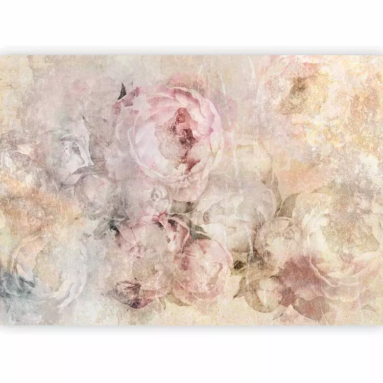Puderrosa blühende Blumen - Pflanzenmotiv mit Päonien im Retro-Stil