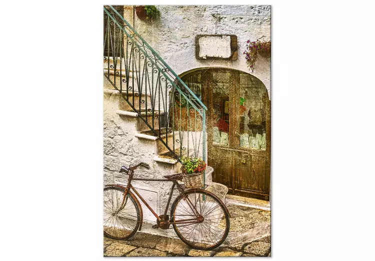 Fahrrad auf der Steintreppe - Fotografie einer italienischen Stadt