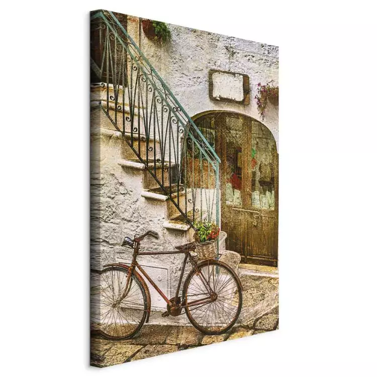 Fahrrad auf der Steintreppe - Fotografie einer italienischen Stadt