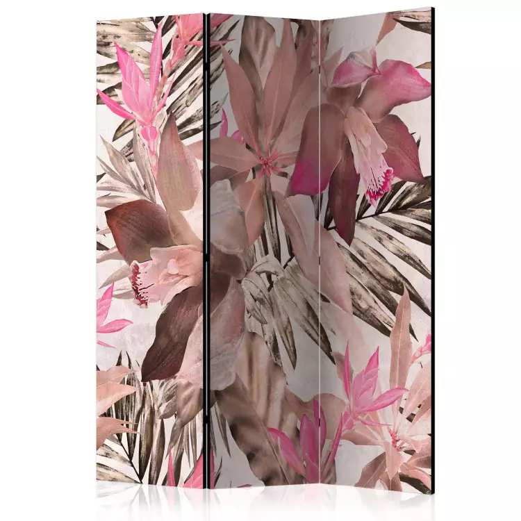 Blühender Dschungel (3-teilig) - Bunte Blumen auf hellem Hintergrund