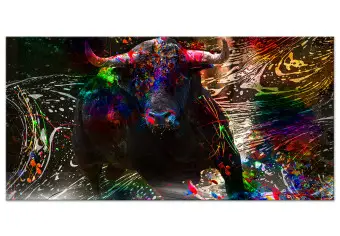 Xinmei Art Abstrakter bunter Stier auf Leinwand, moderne Tierdrucke und Poster, Graffiti-Kunst, Wandkunst, Bild, Wohnzimmerdekoration, 90 x 123 cm, mit Rahmen Xinmei Art Abstrakter bunter Stier auf Leinwand, moderne Tierdrucke und Poster, Graffiti-Kunst, Wandkunst, Bild, Wohnzimmerdekoration, 90 x 123 cm, mit Rahmen