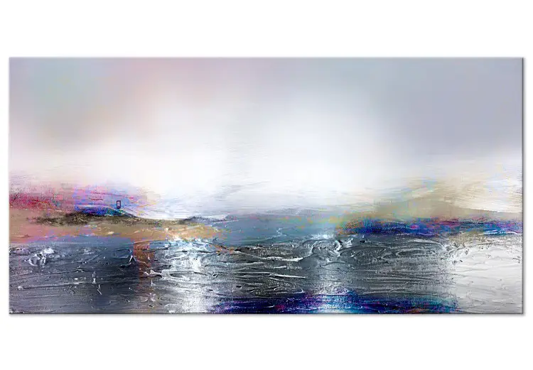 Silbrige Landschaft II - Abstraktion mit bunten Farbstrichen auf hellem Hintergrund