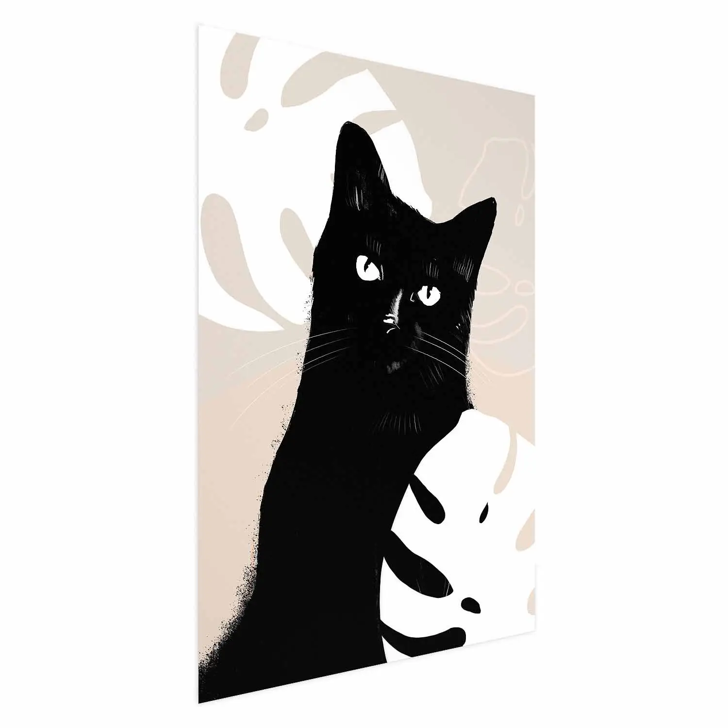 Poster Katze in Monstera - Schwarzes Tier zwischen Pflanzen - Poster -  bimago