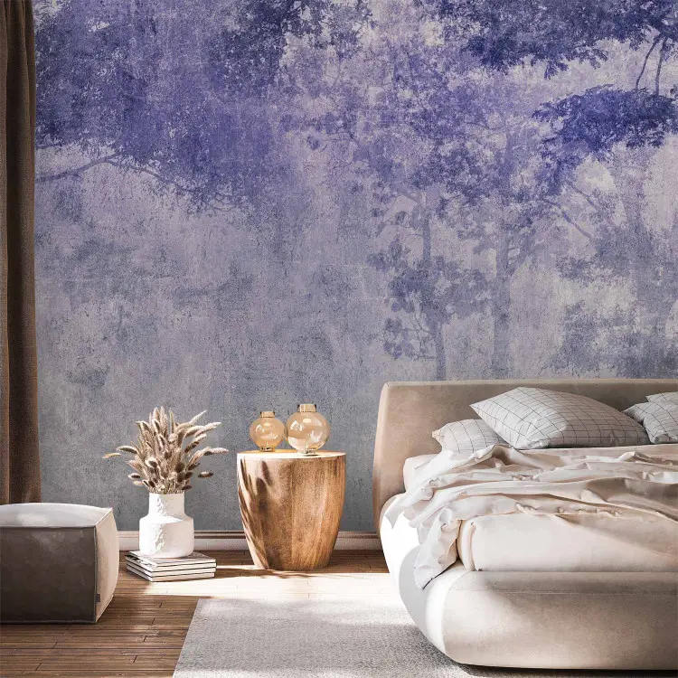 Nächtliches Wäldchen - Waldlandschaft in violett-grauen Farbtönen