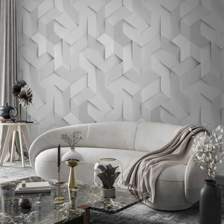 Weißes, elegantes Relief - Abstraktion mit einem geometrischen Motiv