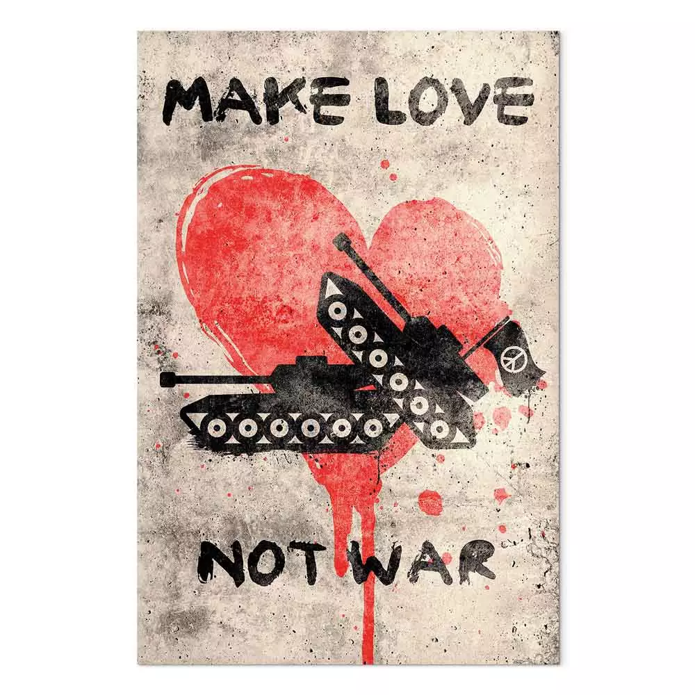 Bilder auf Leinwand Mach Liebe, keinen Krieg Panzer und