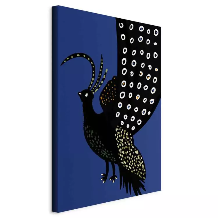 Orientalische Pfote - Schwarzer Vogel auf marineblauem Hintergrund