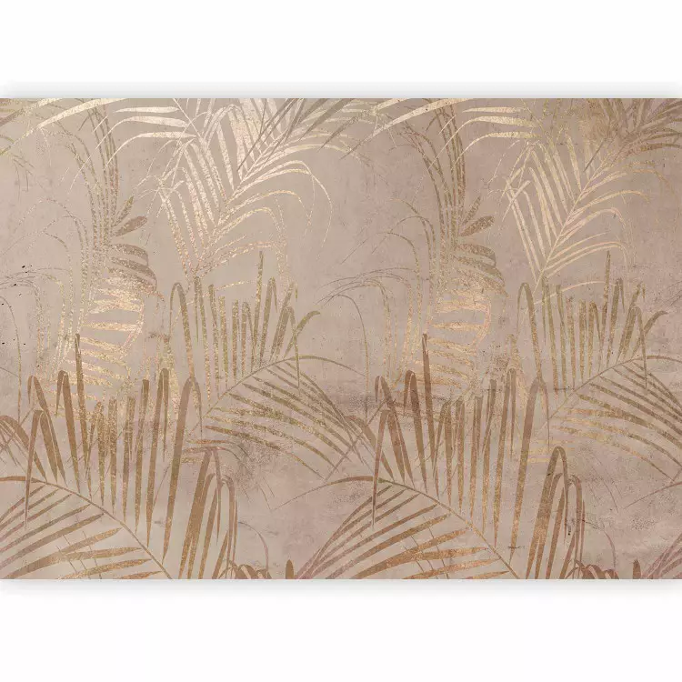 Coast of Palm Trees - Artistic Beige Composition With Leaves