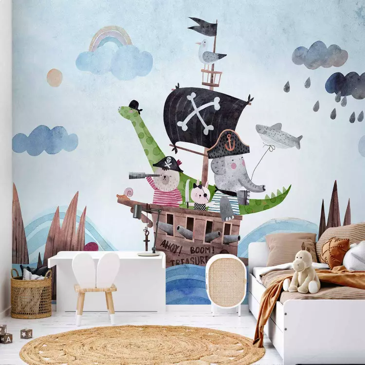 Abenteuer auf See - Gemaltes Piratenschiff mit Tieren für Kinder