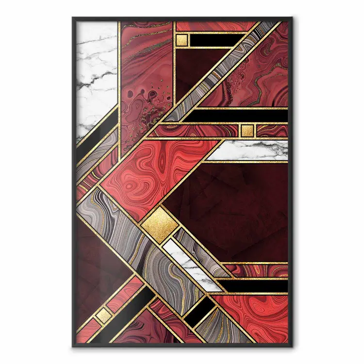 Rot-goldene Geometrie - geometrische Figuren auf Steinstruktur