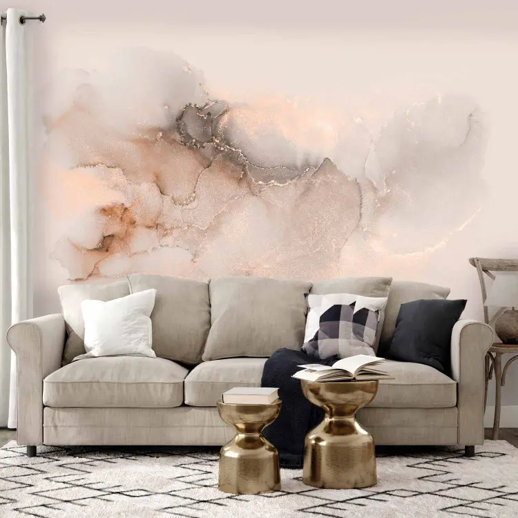 Puder-Impression - pastellfarbene Abstraktion auf rosa Hintergrund