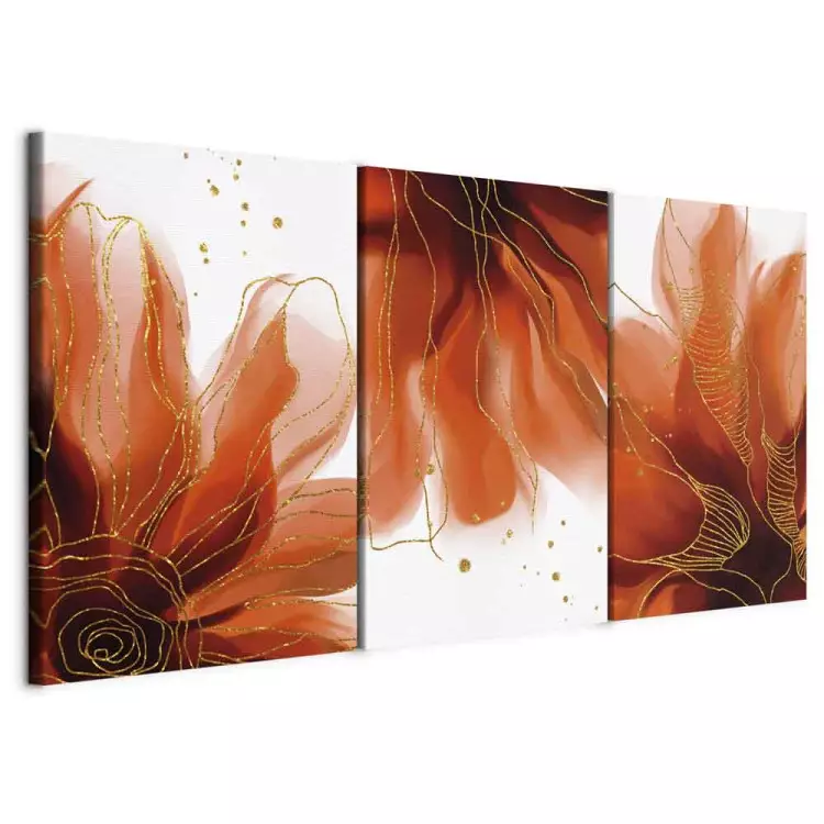 Drei flammende Blumen (3-teilig) - Abstraktion mit Pflanzenmotiven