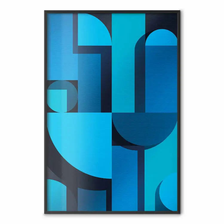 Geometrie der Kunst - Abstraktion in Blautönen auf schwarzem Hintergrund