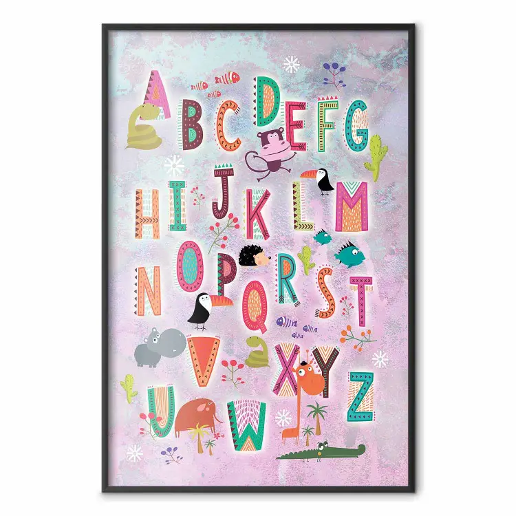 Fröhliches Alphabet - Kinder-Motiv mit Tieren zwischen Buchstaben
