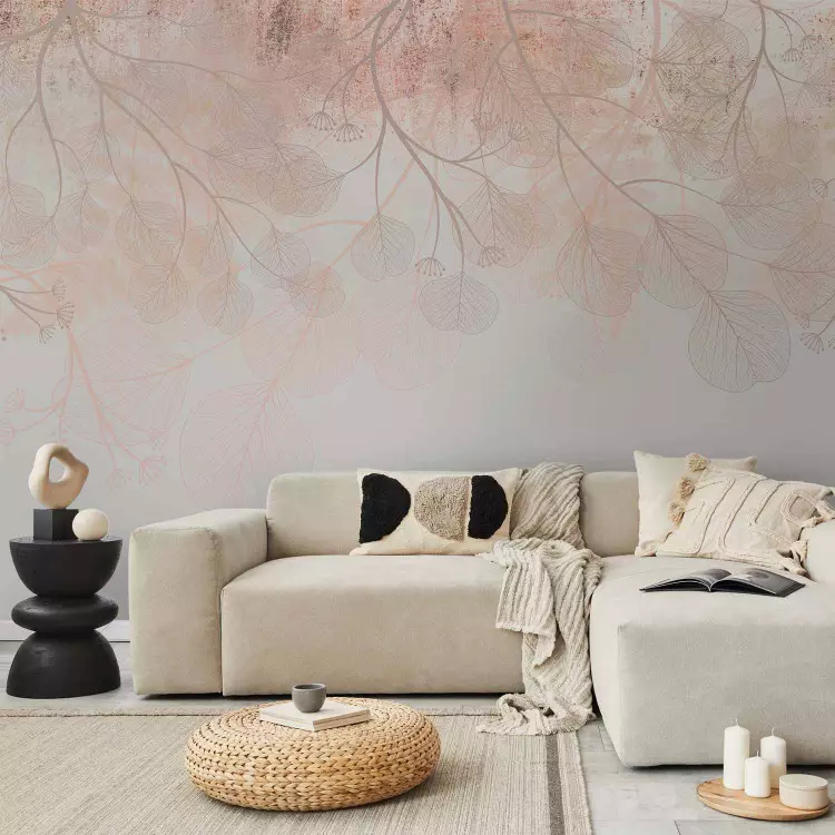 Delicate boho - Landschaft mit Komposition von Blumen und Blättern