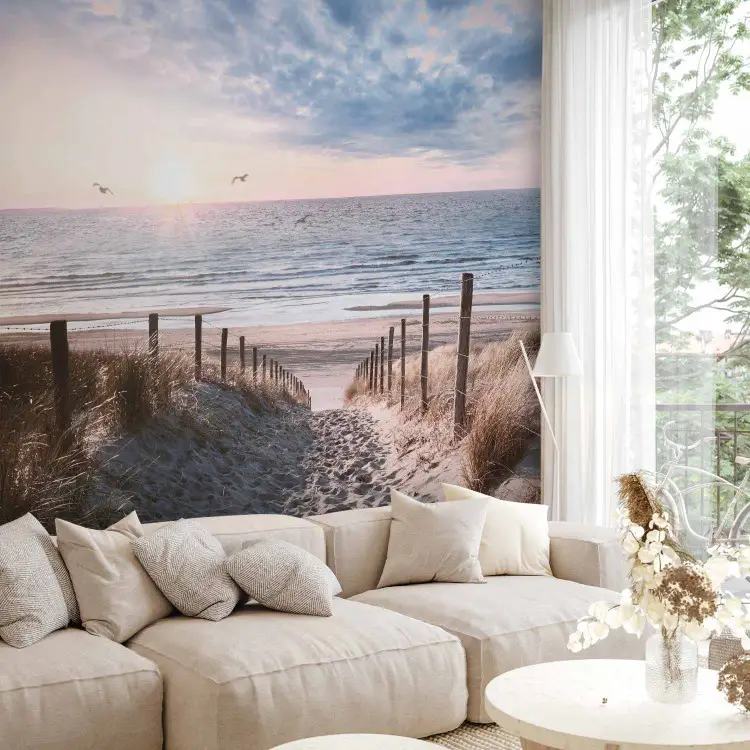 Windiger Sand - Landschaft mit Meer und Strand in warmen Farben