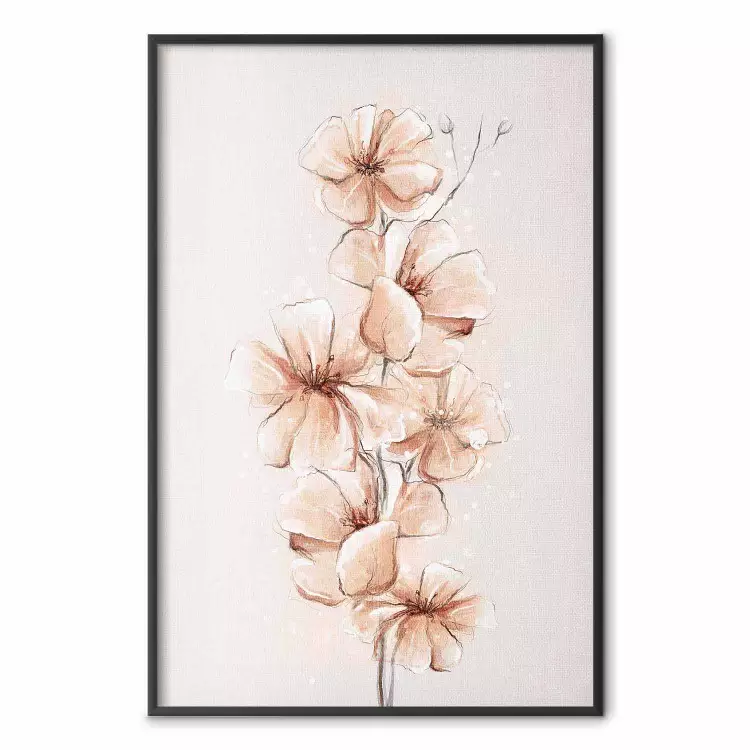 Watercolor Flowers - Delicate Boho Twig in Warm Sepia Colors