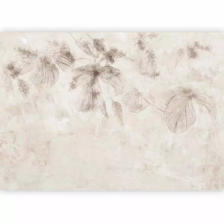 Vergänglichkeitsblumen - lineare Vegetation auf beigem Hintergrund