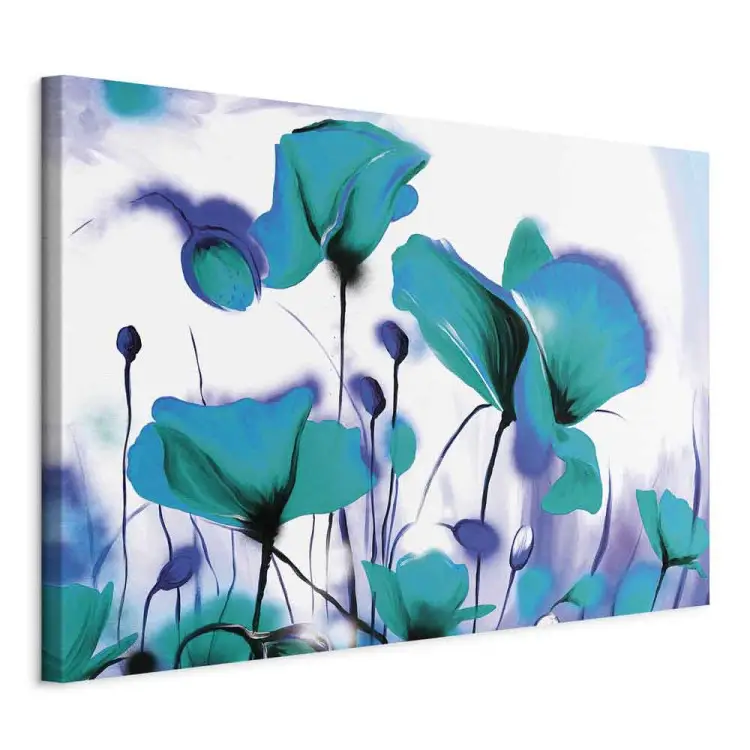 Türkiswiese Breit - Blaue Mohnblumen auf buntem Hintergrund