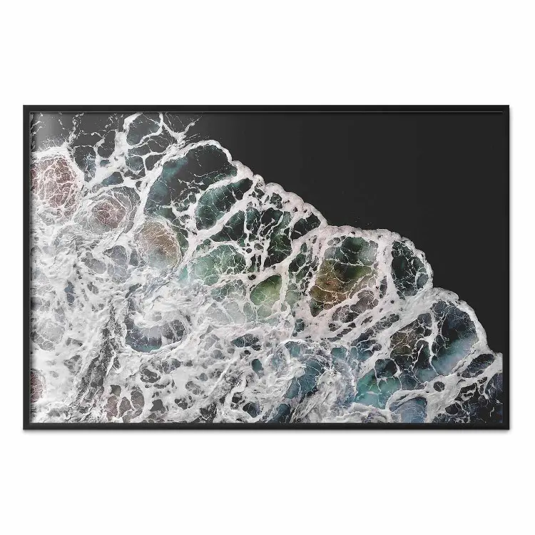 Water Abstraction - Foaming Color Wave on a Black Shore Background
