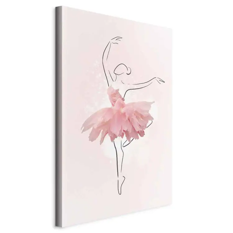 Ballettänzerin - Linienzeichnung einer Frau, blumiges Kleid
