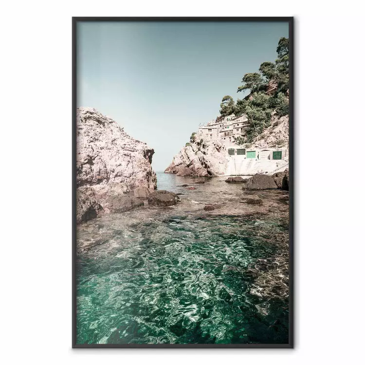 Rocks in the Balearic Islands - Seascape With Houses in the Background