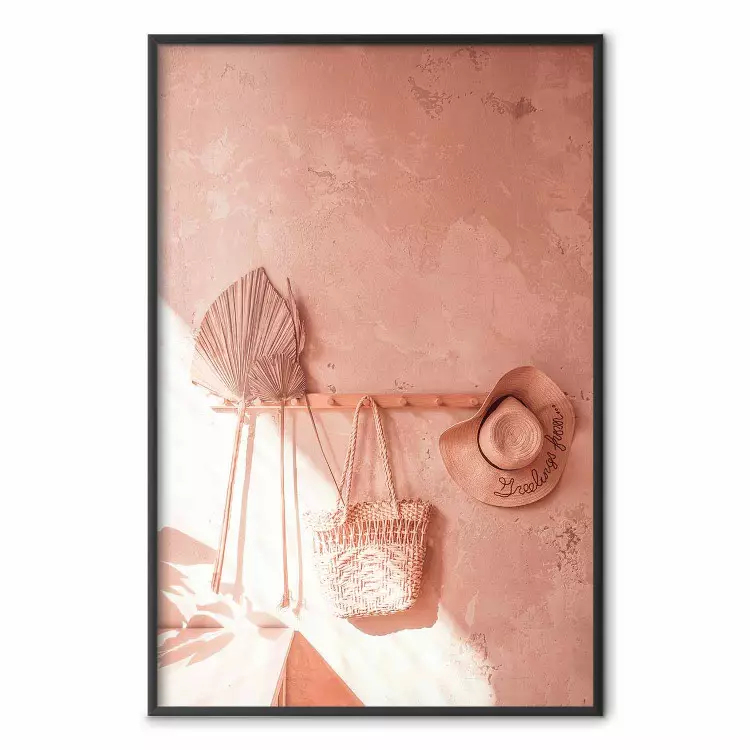 Fan and Hat - Beach Items Hanging on the Wall