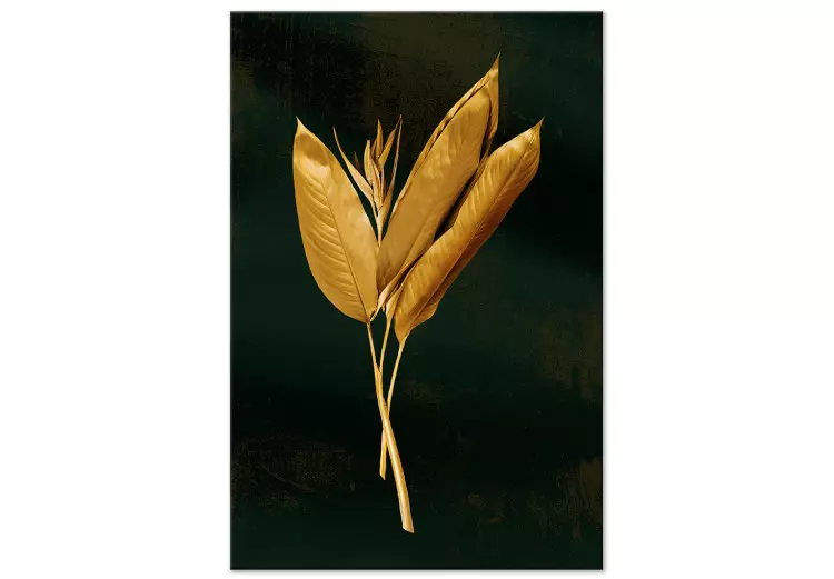 Strauß aus Blättern (1-teilig) - Goldene Pflanzen, schwarzer Hintergrund