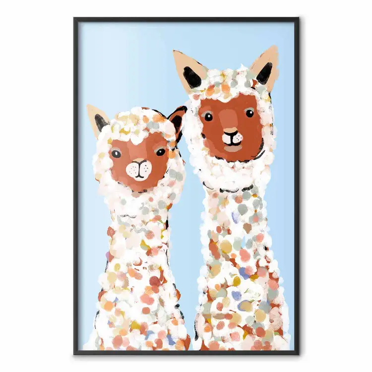 Two Llamas - Cheerful Animals Painted With Colorful Spots
