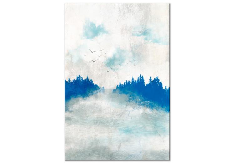 Leinwandbild Blue Forest - Painted Hazy Landscape in Blue Tones
