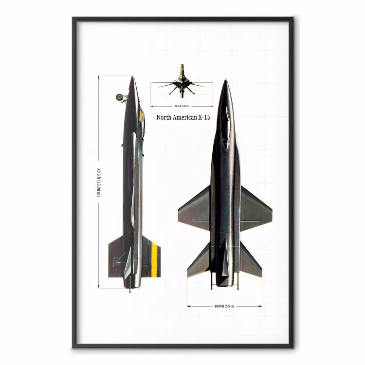 North American X-15 - Rocket Plane in Projection with Dimensions