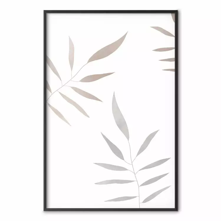 Watercolor Leaves - Gray and Brown Painted Plants on a White Background