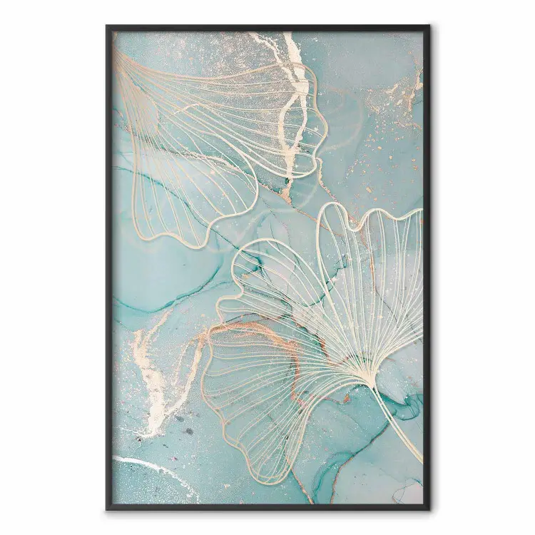 Ginkgo in a Glamor Style - Golden Leaves on an Abstract Background