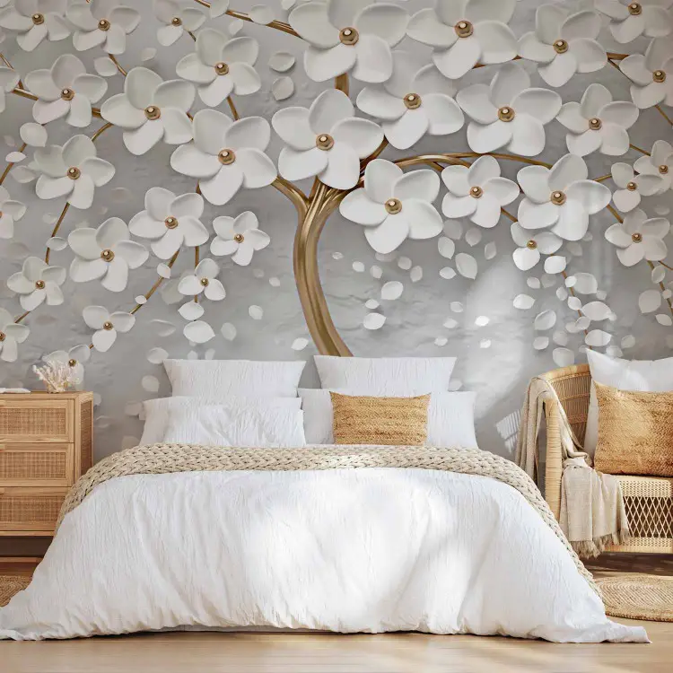 Magnolie - dekorativer Baum mit blühenden hellen Blumen