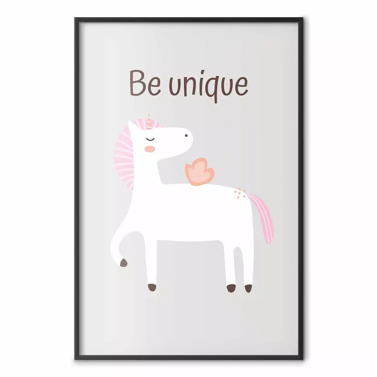 Be Unique - Cheerful Unicorn and a Motivating Slogan for Kids