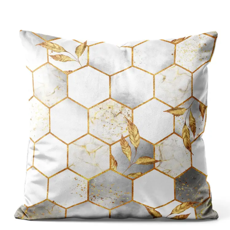 Hexagons and leaves - elegant composition with geometric figures