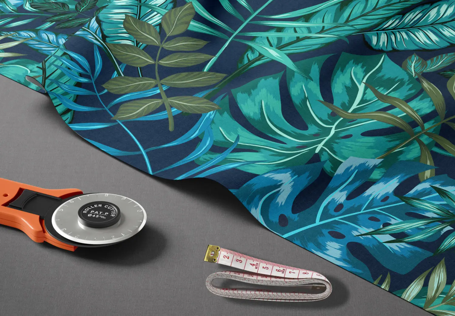 Fenstervorhang Monstera in blue glow - plant motif with exotic leaves  dekorativ - Vorhnge - bimago