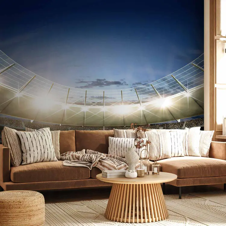 Fußballstadion - Rasen und Tribünen vor dem Endspiel