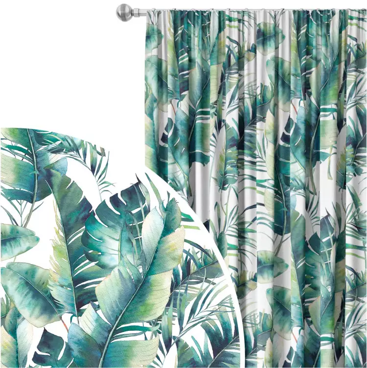 Light leaves - tropical flora in watercolour style on white background