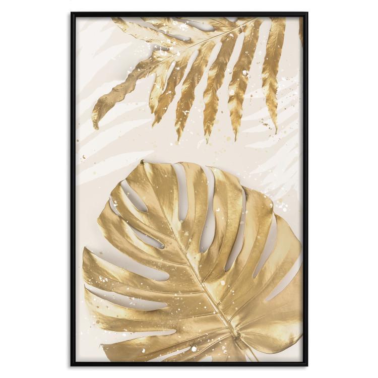 Poster Golden Leaves With an Elegant Monster - Plants With a Festive Atmosphere